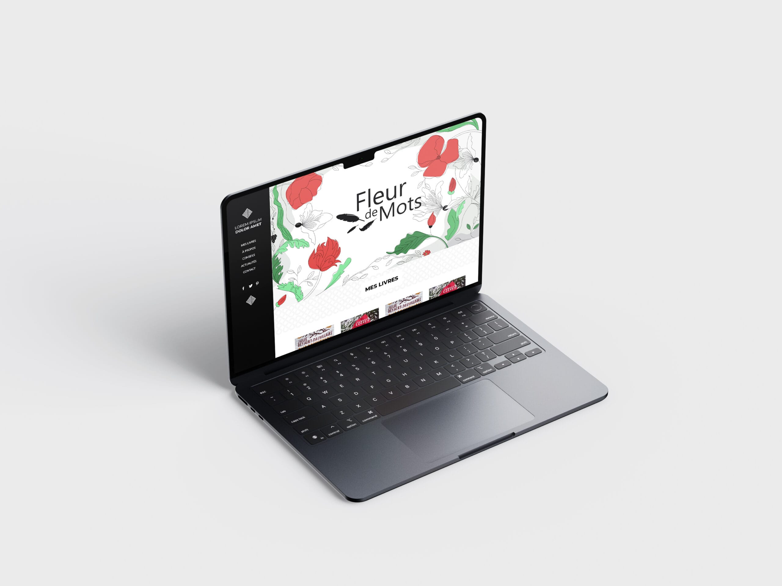 Un Macbook sur le site Fleur de Mots